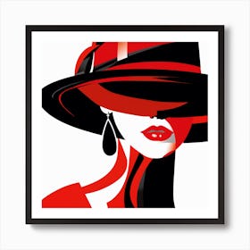 Woman In Red Hat 2 Art Print