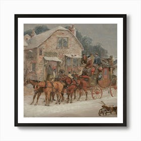 Horse Drawn Carriage In The Snow Art Print