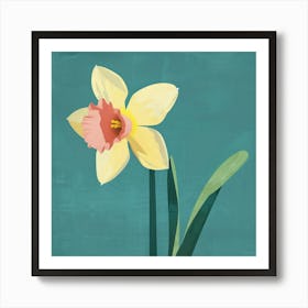 Daffodil 1 Square Flower Illustration Art Print