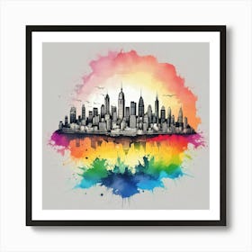 Rainbow City Skyline 6 Art Print