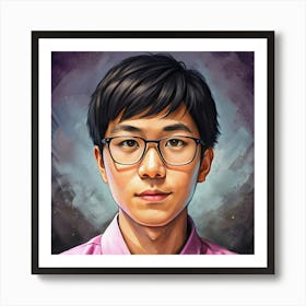 Portrait Of A Young Man With Glasses Art Print