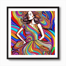 Colorful Woman In A Dress Art Print