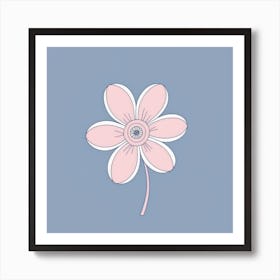 A White And Pink Flower In Minimalist Style Square Composition 544 Art Print