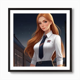 School Girl In Uniform Art Print