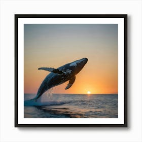 Humpback Whale Leaping Out Of The Water 5 Art Print