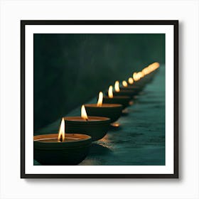 Lit Candles On A Table 1 Art Print