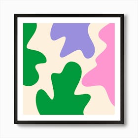 Abstract modern shapes green, violet and pink Art Print