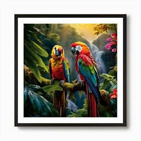 Two Parrots In The Jungle art print 5 Art Print