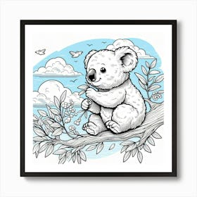 Line Art koala Art Print