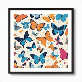 Seamless Pattern With Butterflies Art Print