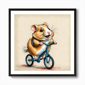 Hamster Riding A Bike 2 Art Print