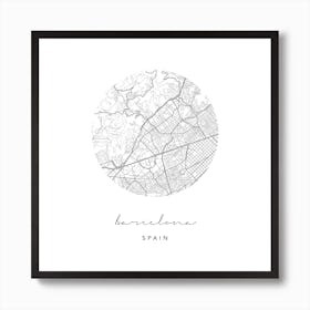 Barcelona Spain Circle Map Art Print