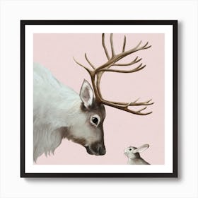 Rabbit And Reindeer Art Print