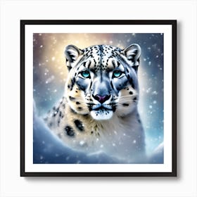 Snow Leopard Emerging from the Snow Art Print