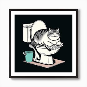 Cat On Toilet Art Print