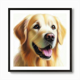 Golden Retriever portrait in crayon Art Print