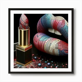 Lipstick On A Black Background Art Print