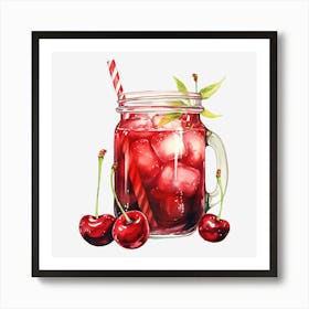 Cherry Cocktail In A Mason Jar 1 Art Print