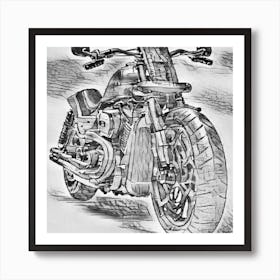 Sketch Of A Motorcycle By Person Art Print