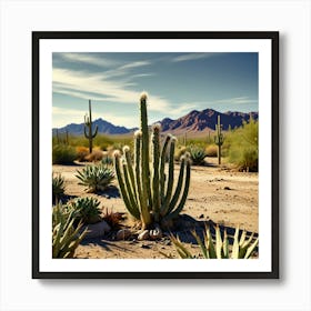 Leonardo Lightning Desert Cactus Photo Art 2 Art Print