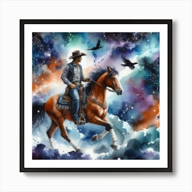 Cowboy In The Sky Art Print