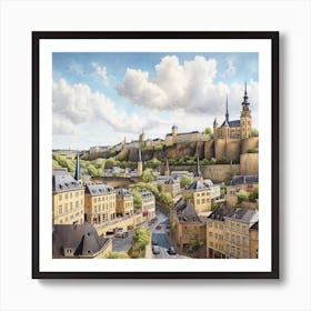 Cityscape Of Brussels Art Print