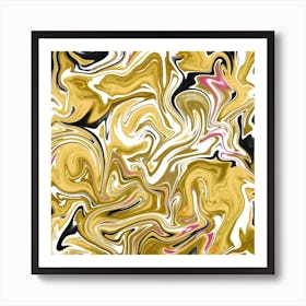 Gold And Black Swirls Art Print