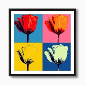 Andy Warhol Style Pop Art Flowers Tulip 4 Square Art Print