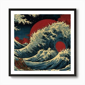 Default Katsushika Hokusais Japanese Depiction Of A Very Turbu 3 ١ 1 Art Print