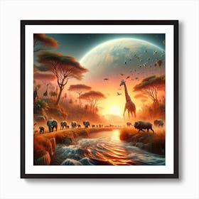 Giraffes In The Wild Art Print