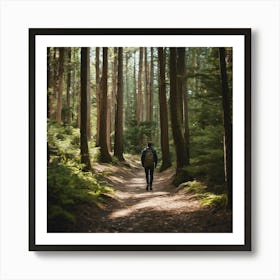 Man Walking In The Forest Art Print