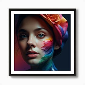 Portrait Of A Woman With Colorful Paint Art Print