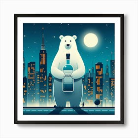 Polar Bear Holding A Bottle Of Vodka 1 Art Print