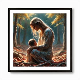 Mother And Child In The Woods 2 Art Print