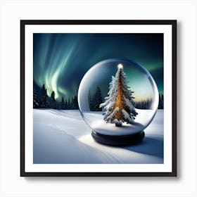 Snow Globe With Christmas Tree Art Print