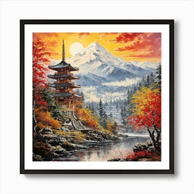 Pagoda In Autumn Art Print