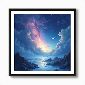 Dreamy Watercolor Space With Luminous Celestial Light 1 Art Print