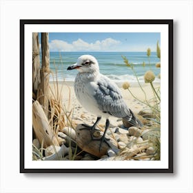 Seagull On The Beach 1 Art Print