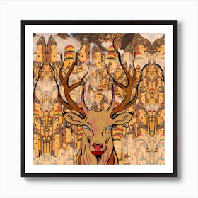 Deer In The City Canva Print Art Print