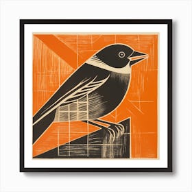 Retro Bird Lithograph Sparrow 4 Art Print