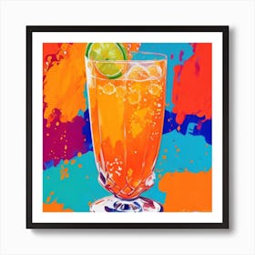 Aperol Spritz Fauvist Painting Art Print Orange Drink Art Print