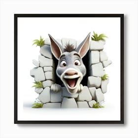 Donkey Peeking Out Of A Hole 2 Art Print