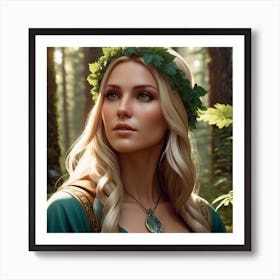 Portrait Of A Swedish Woman In The Forest Art Print