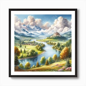 Landscape With Castle Art Print