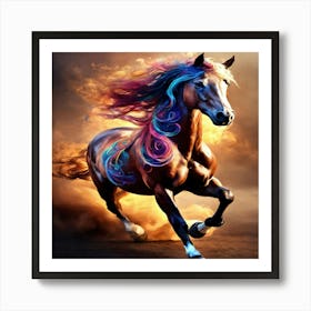 Horse With Colorful Mane Art Print