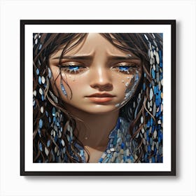 A Picture Of A Sad Woman With Tears Flowing Fro 2 Art Print