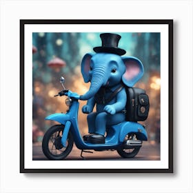 Elephant On A Moped Art Print