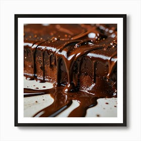 Chocolate Cake With Chocolate Sauce Art Print