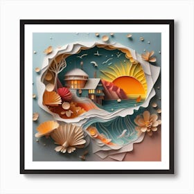 Nice Landscape In Paper Art Work 5 Art Print