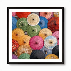 Many Colorful Umbrellas Art Print